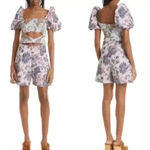 NWOT Autumn Adeigbo Liadan Floral Jacquard Twist Front Romper Jumpsuit XS l US 2 Silver Photo 4