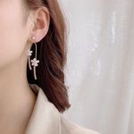 Women's Crystal Flower Dangle Drop Earrings Gold Photo 4