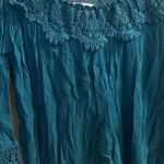 Westport 1962 Womens Boho Blouse Teal Green S Oversized Bust 40” Crochet Neck Photo 1