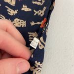 EUC Navy blue‎ gold lettering pattern 100% silk scarf neck tie wrap Blue Photo 2