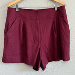 Veronica Beard  Haina Linen Shorts Size 14 in Wine‎ Photo 0