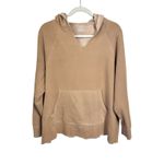 Aerie Womens Sz L Tan Brown Oversized Distressed V Neck Pullover Hoodie Comfy Photo 1