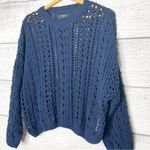 Forever 21 Navy Blue Chunky Open Knit Drop Shoulder Sweater Size Large Photo 4