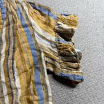 Drew  Tan Beige Brown Striped Linen Blend Button Down Ruffle Blouse Small EUC Photo 3