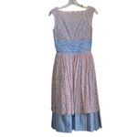 Vintage 50s Ice Blue taffeta & Pink Lace formal party prom bridesmaid dress Photo 5