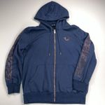 True Religion  Blue Rose Gold Crystal Box Boyfriend Zip Hoodie Sweatshirt Size M Photo 0