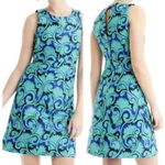 J.Crew  Vineyard Jacquard Sleeveless A-Line Lined Mini Dress 6 Blue Green #3181 Photo 0