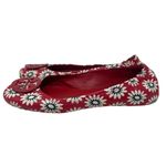 Tory Burch Minnie Leather Red Floral Ballet Flats 9.5 Photo 4