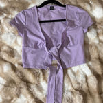 SheIn Cute pastel lavender tie up crop top XS Photo 0