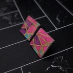 Vintage Stud Earrings Pink/Purple/Teal Geometric Artist Statement Photo 1