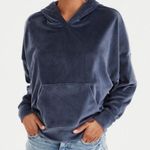 American Eagle  Velvet Hoodie Drop Shoulder Oversize Size Small Photo 0