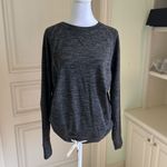 Zella Draw Em In Long Sleeve Pullover in Grey Medium Charcoal Drawstring Waist Photo 4