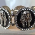 Boutique Silver and Black Enamel Egyptian Pharoah Stretch Bracelet Photo 4