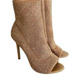 ALDO Sparkle Open Toe Stiletto Size 9 Sock Ankle Bootie Gold Nude Rhinestone Photo 0