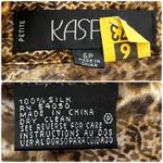 Kasper  Silk Leopard Print Button Down Blouse Petite Size 6 Small Gold Brown Photo 10