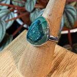 Mediterranean Green Carved Aura Druzy Sterling Silver Size 6.5 Photo 4