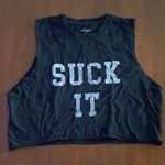 Suck Graphic Crop Top Black Size XS Photo 0