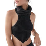 Urban Outfitters NWOT UO Black Millie Knit Cropped Sweater Turtleneck Size M Photo 0