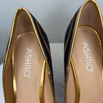 Ashro Navy Blue Suede Pointed Toe Pumps Gold Embroidery Size 9(B106) Photo 3