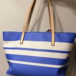 Kate Spade  Ryan Blue and White striped open top tote Photo 1