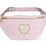 Stoney Clover Lane Sherpa Cozy Rose Fanny Pack with Blanc Glitter Heart Photo 0