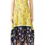 Tanya Taylor silk size 12 Vibrant Yellow navy Floral Dress Photo 0