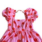Pitusa Pink Polka Dot Babydoll Mini Dress Puff Sleeves Open Back Size Small NWT Photo 2