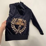 Juicy Couture Embellished Velour Hoodie Jacket Navy Blue w/ Back Sequin Logo Y2K Photo 13