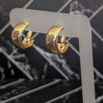 Vintage Clip On Earrings 0.75" Chunky Gold Tone Stylish Hoops Photo 0