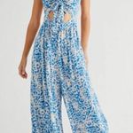 Free People  Blue White Bali Birds Of Paradise Jumpsuit Photo 0