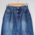 Unbranded Blue Dark Wash Denim Maxi Skirt w/ Front Slit Size Small Photo 2