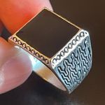 Black obsidian gemstone S925 silver ring size 8.5 Photo 6