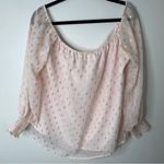 WAYF Nordstrom Pink Off-the-shoulder pink gold bow puff sleeve chiffon top Large Photo 8