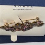 CRAZY HORSE By LIZ CLAIBORNE COMPANY Floral Enamel & Rhinestone BROOCH Brown Photo 1