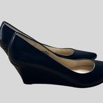 Nine West Womens Black Leather Upper Pumps Wedge Heel Shoes Size 8 Photo 4