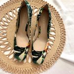 Stuart Weitzman Tropical Botanical Square Toe Green Multicolor Kitten Heels 7.5 Photo 0
