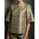 Sézane  Gabrielle Blouse, Jacquard Floral, FR36/US4 Photo 2