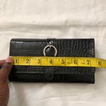 Black leather croc alligator wallet clutch bag purse pouch cardholder silver buckle Excellent condition, measurement in pics #goth #grunge Photo 3