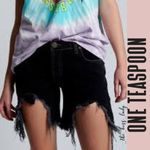 One Teaspoon  WORN BLACK STEVIES LONG LENGTH BOYFRIEND SHORT 26 Photo 4