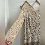 Tadashi Shoji  BHLDN Anthropologie Lace Boatneck 3/4 Sleeve Gown Cream Dress 12 Photo 6