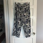 Panama Jack  Navy and Cream Palm Leaf Print Linen Blend Pants Photo 2