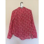 Holding Horses  Anthropologie Bird Print Gauzy Roll Tab Sleeve Top Shirt Womens 4 Photo 7