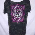 Affliction  T Shirt Womens Small Green Camo Studded American Customs Photo 5