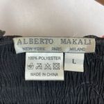 Alberto Makali Black Open Front Floral Ruffle Trim Top L Photo 5