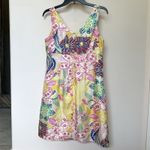 Jade Melody Tam Silk Dress 6 Midi Sleeveless Floral Yellow Summer Event Pastels Photo 2