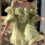 Anthropologie Dear Jose Stella Off-Shoulder Mini Dress tie front bow daisy floral corset drop Photo 4