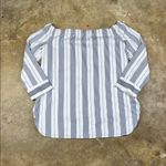 Lafayette 148 New York off shoulder dark indigo and White Striped Top
Size: M Size M Photo 5