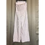 Sugar + Lips Strapless Jumpsuit Romper White Navy Linen Blend Medium Wide Leg Photo 1