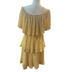Floral Tiered Mini Dress Yellow Square Neck Ruffle‎ Layered Sundress Size L Photo 5