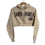 Refuge Cropped Hoodie Jacket Women's XS Beige Full Zip Long Sleeve Santa Monica Photo 0